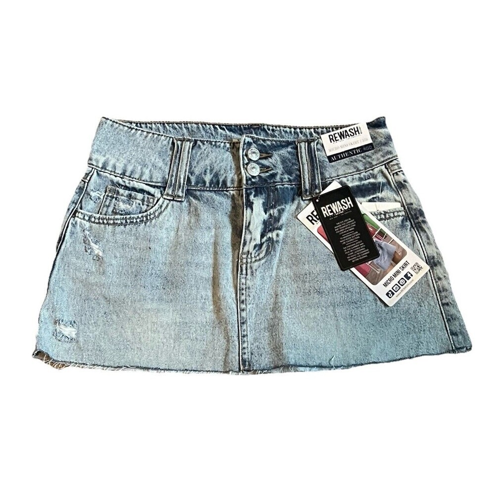 BNWT Rewash Micro Mini Skirt Authentic Demin Two Button Zipper